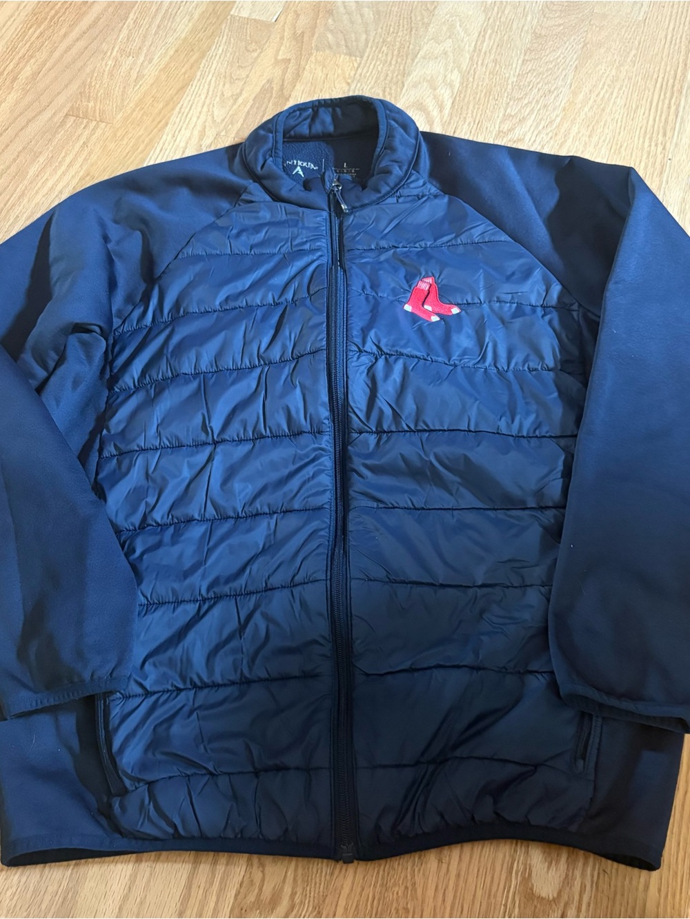 Antigua Boston Red Sox Navy Quilted Puffer Jacket Large Coat Baseball MLB